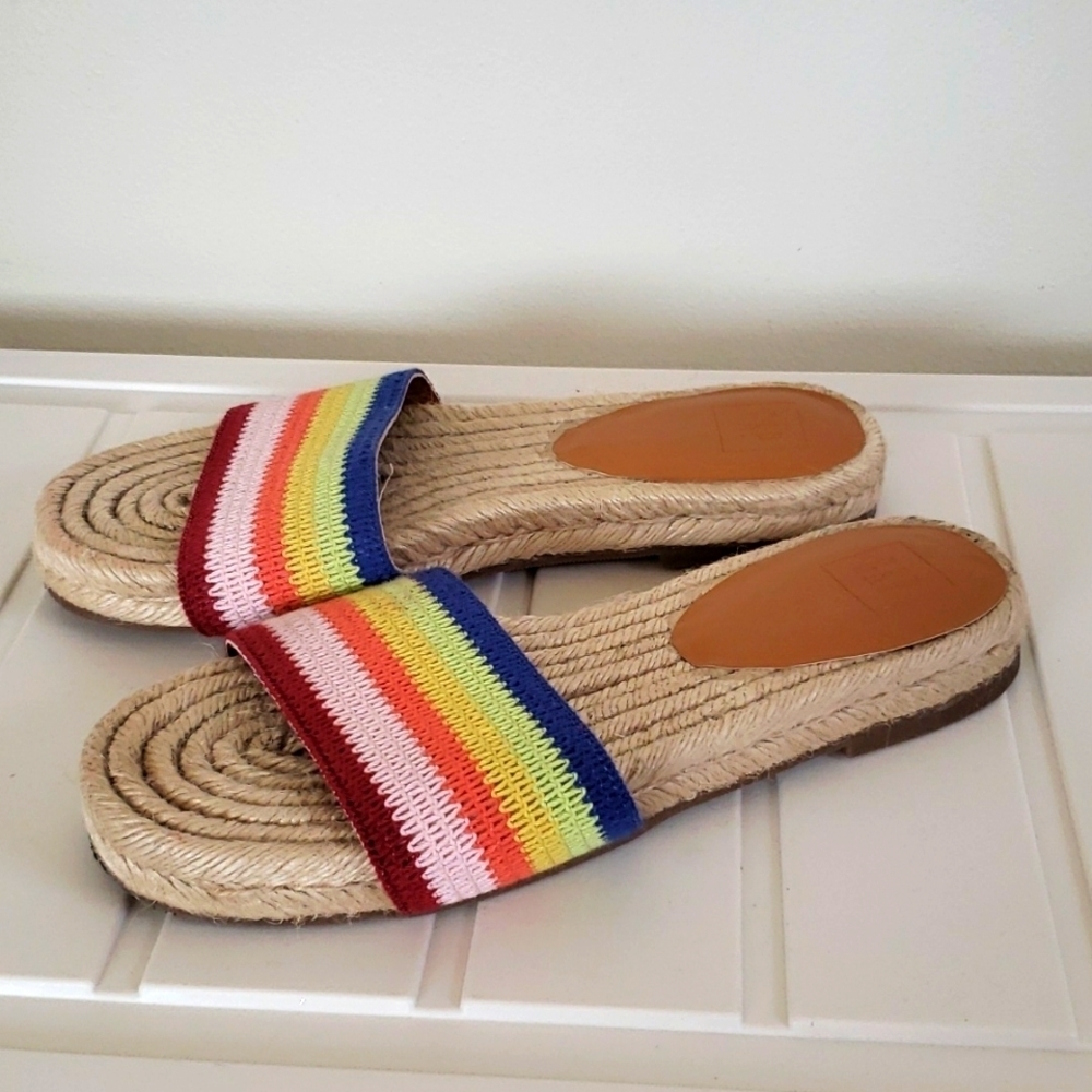 Gap rainbow woven slides, espadrille flats, women's size 9